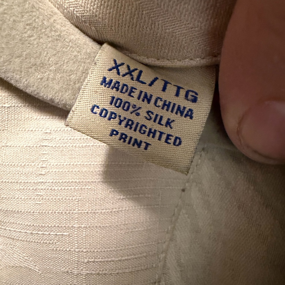 Tommy Bahama Beige and Gray Tropical Print Camp Shirt - Picture 3 of 4